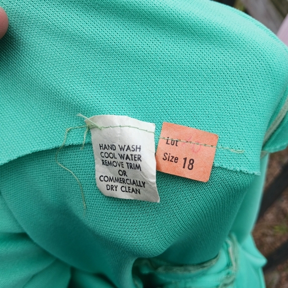 Vintage 70s Seafoam Green Chiffon Poncho  Polyester Maxi Dress Womens Sz 18 - Picture 9 of 9